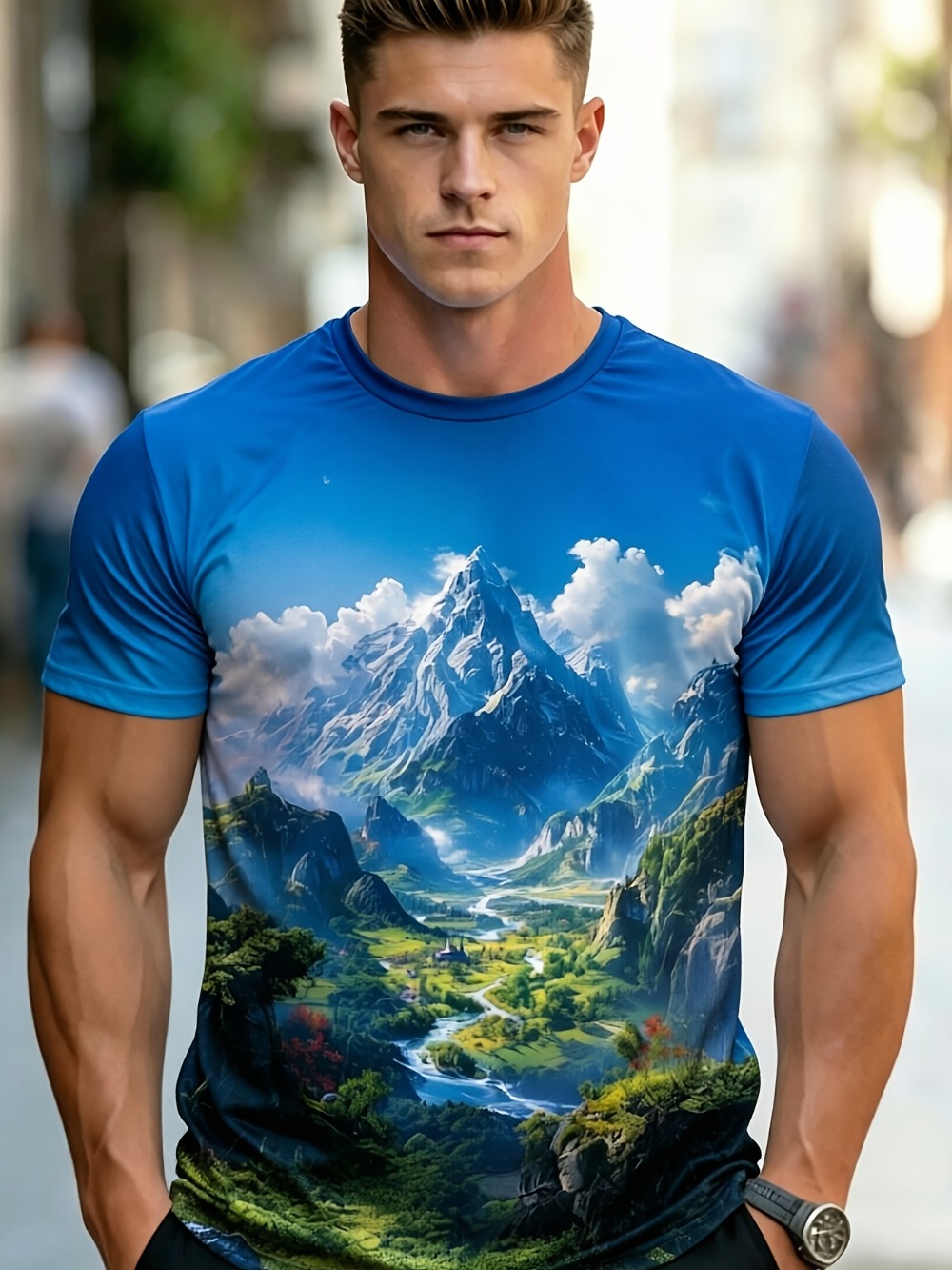 Men Mountain Scenery3D Print S - Street Fashion Y2K 评论和价格